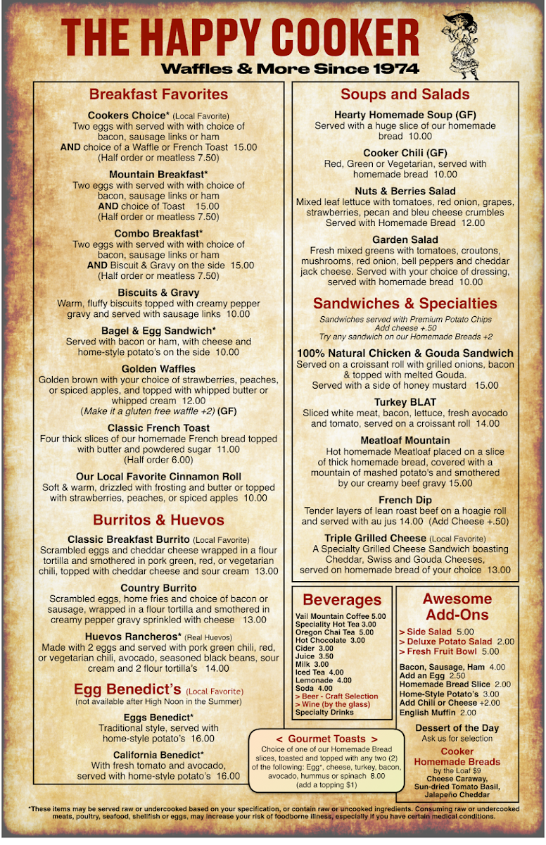 Menu Historic Happy Cooker Restaurant-1